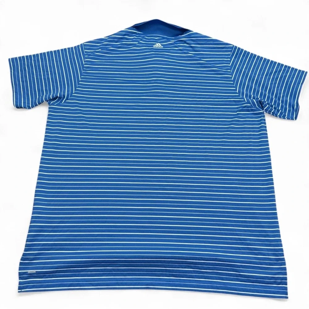 adidas Climalite Polo Shirt Mens Size 2XL XXL Blue‎ Striped Golf Active